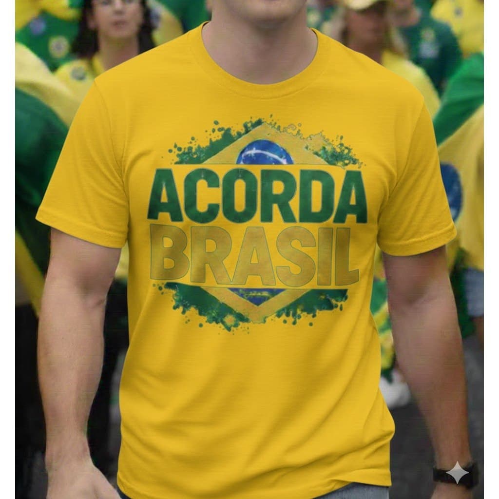 Camiseta Acorda Brasil Manifestações Camisa 100% Algodão Protestos Nacionalismo