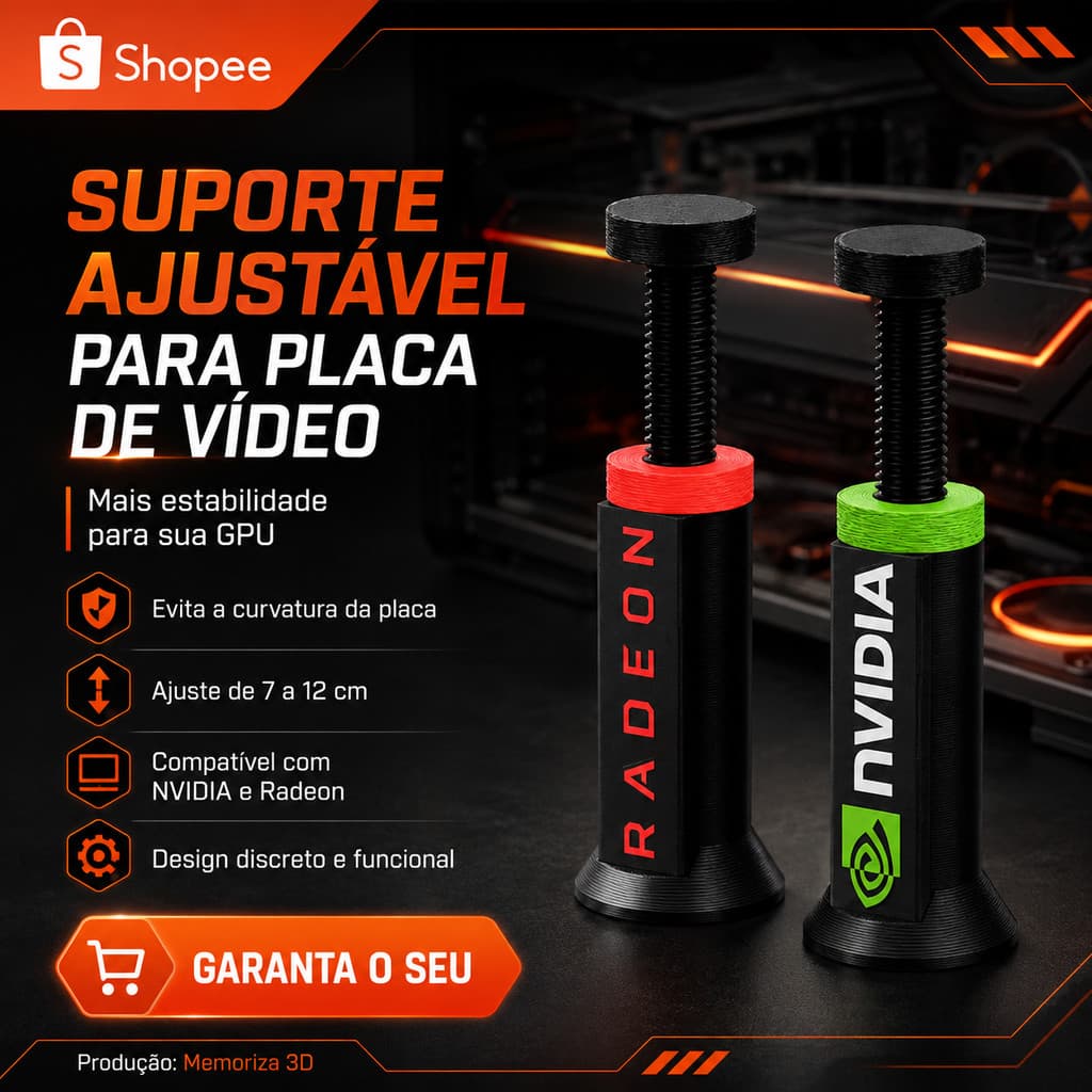 Suporte GPU Ajustável para Placa de Vídeo Anti Queda