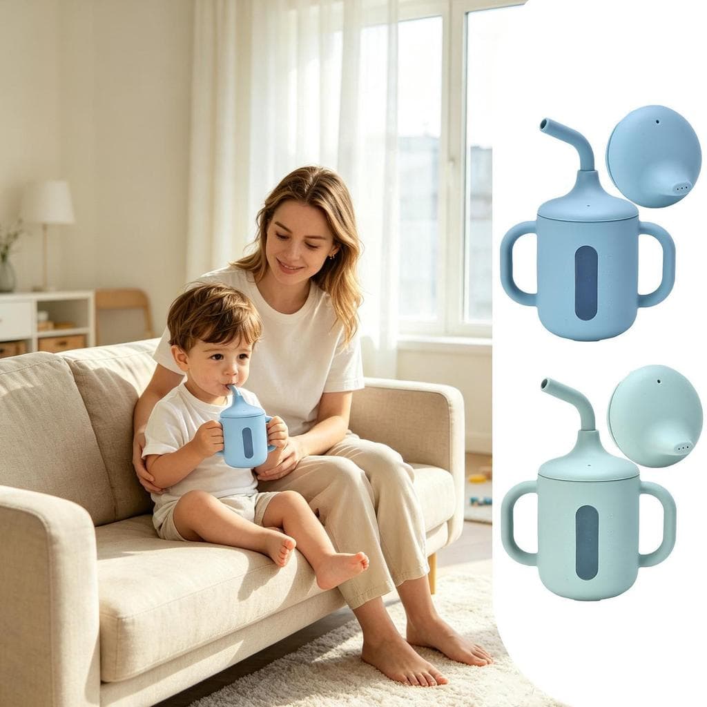 Copo Com Canudinho Para Bebê , À Prova De Derramamento , 150ml , Silicone , Multifuncional , Canudo , Sala De Jantar , P