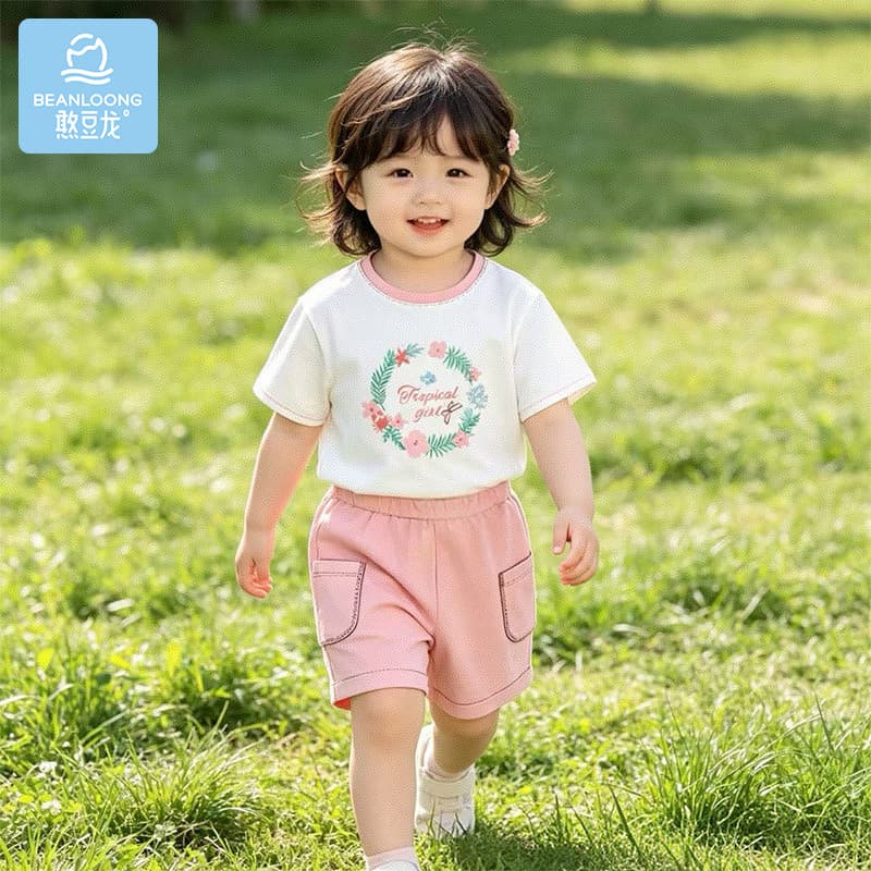 Handoulong verão crianças novo estilo Shorts de manga curta terno estilo fino bebê terno de duas peças bebê verão Outing