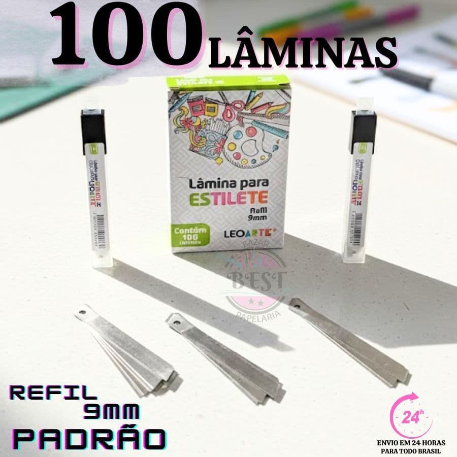 Kit Lamina Profissional Para Estilete 9mm caixa com 100 unidades Leonora