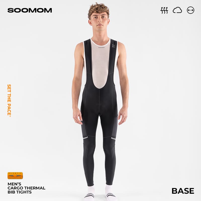 SOOMOM | BASE Calça masculina de lã com seta dupla para ciclismo, armazenamento de bicicleta de estrada, roupas térmicas