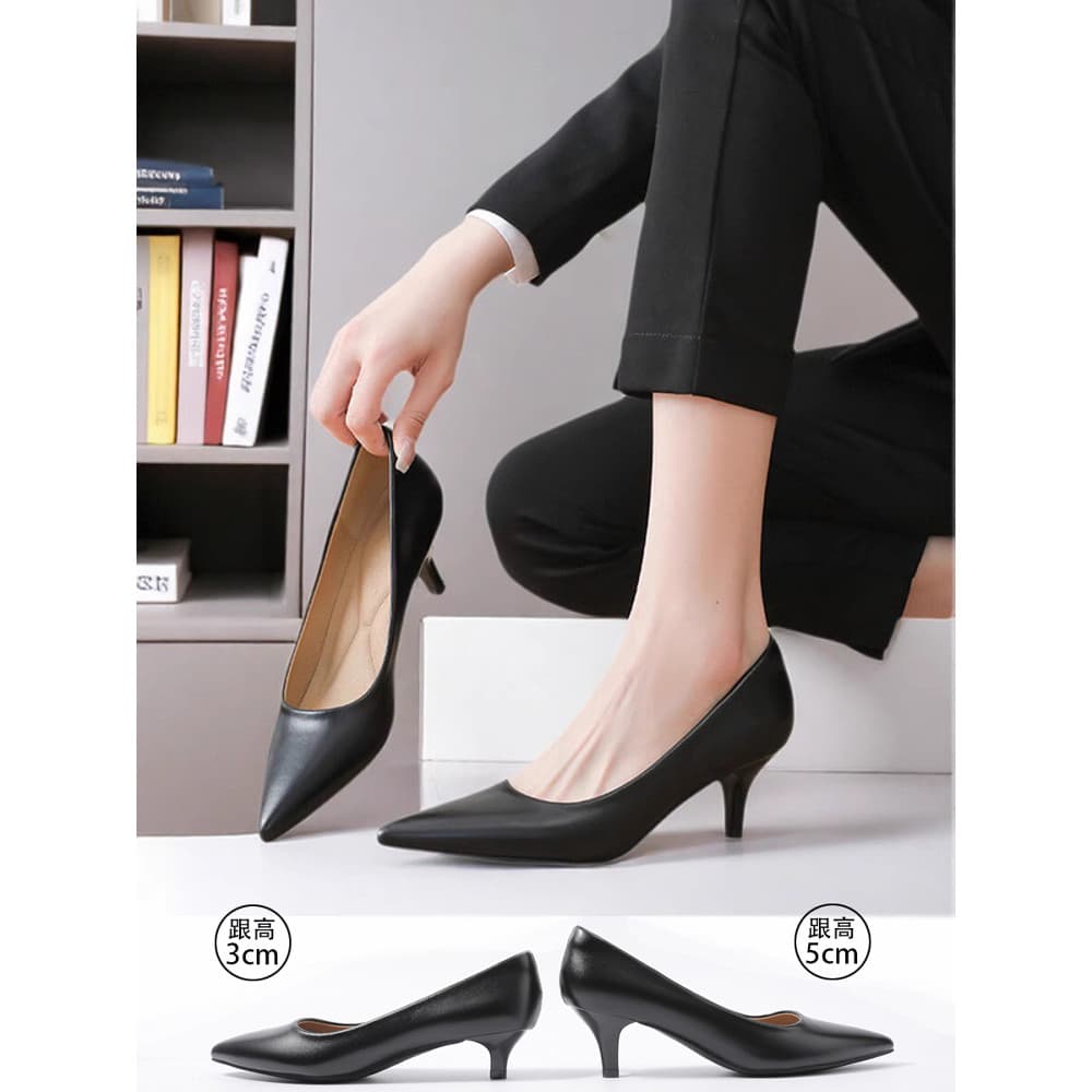3cm salto alto feminino preto apontou Toe sapatos de salto baixo local de trabalho não cansado pequenos sapatos pretos s