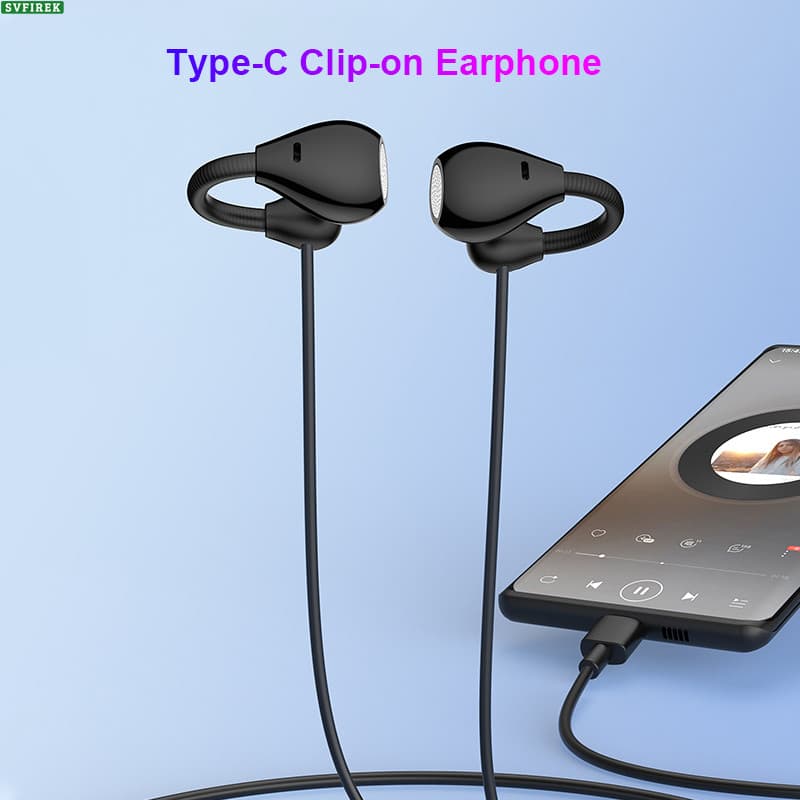 Clip-on Fone De Ouvido Tipo-C 9D Surround Som Baixo Fones Com Fio Alta Fidelidade Esporte Jogos
