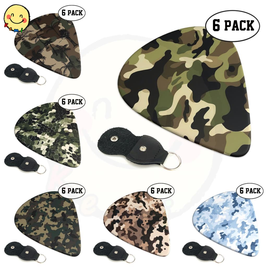 Palhetas Camufladas Para Guitarra , 6 Pacotes-0.46 Mm 0.71 0.96 , Presente Exclusivo Baixo , Guitarras Elétricas E Acúst