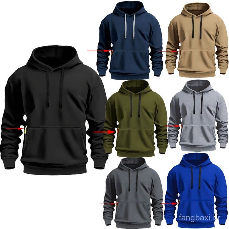 2025 Cross-Border venda quente masculino outono inverno forro de lã moletom tamanho europeu cor sólida Casual zíper bols