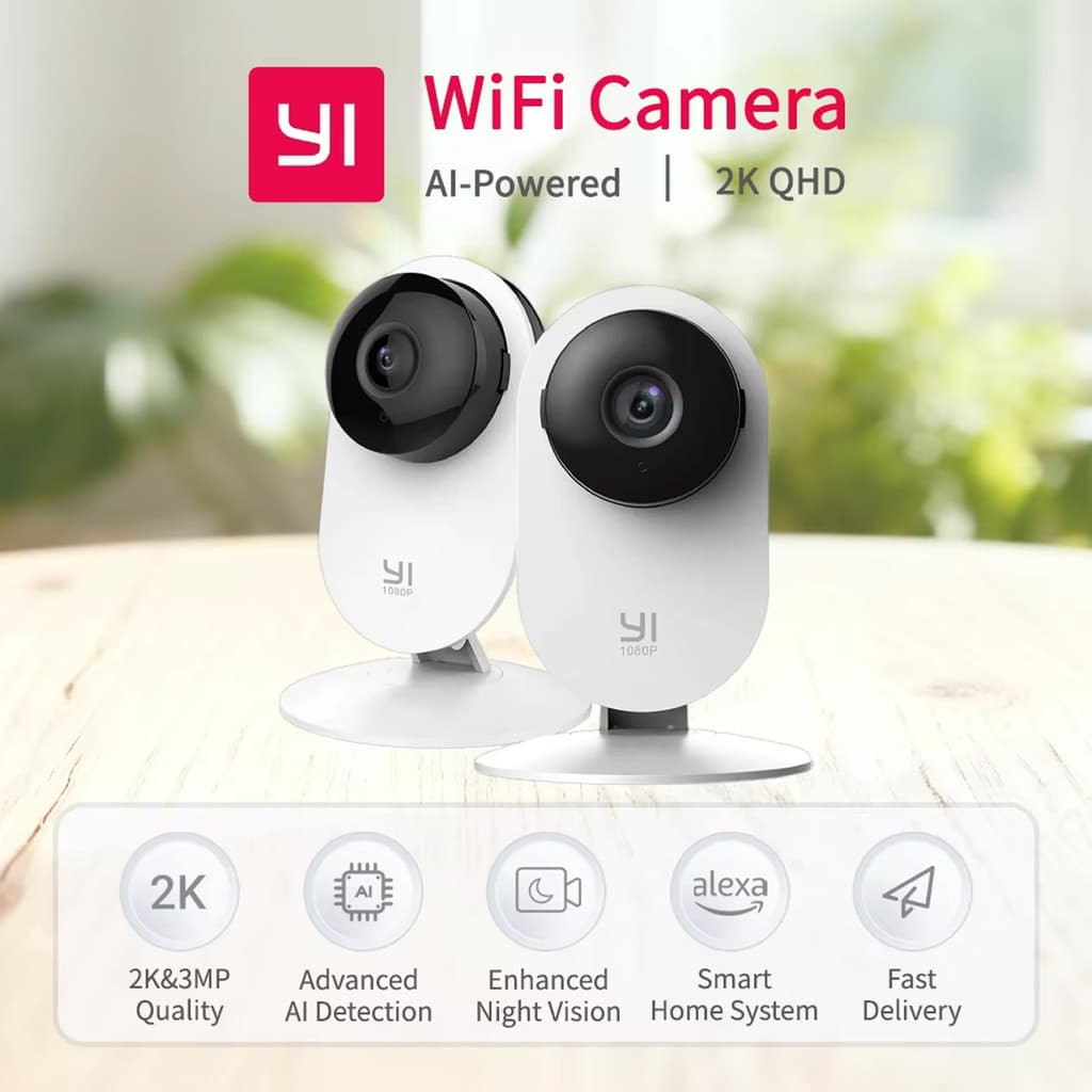 Kit 2 Camera De Segurança Yi Home Ai+ 2k Pro Google Assistente