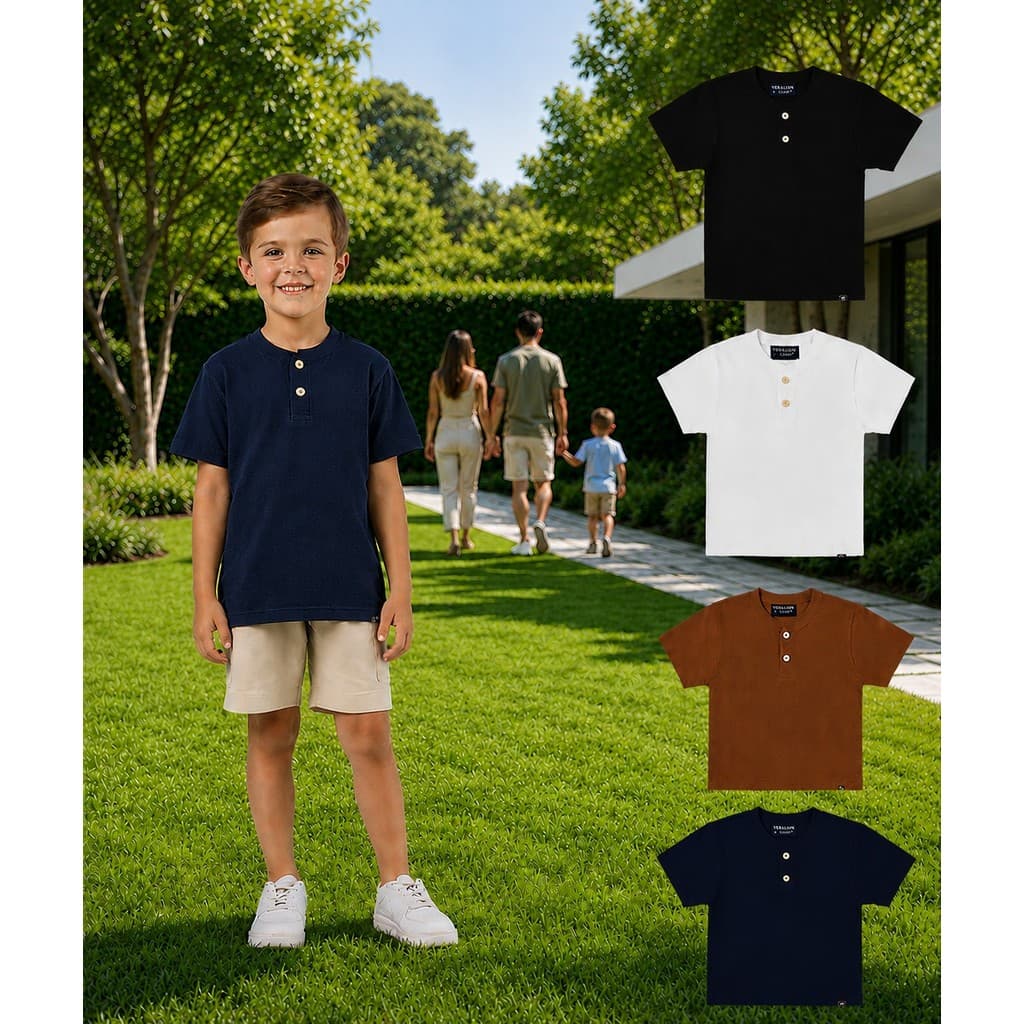 Camiseta Infantil Menino Algodão Polo Manga Curta Básica
