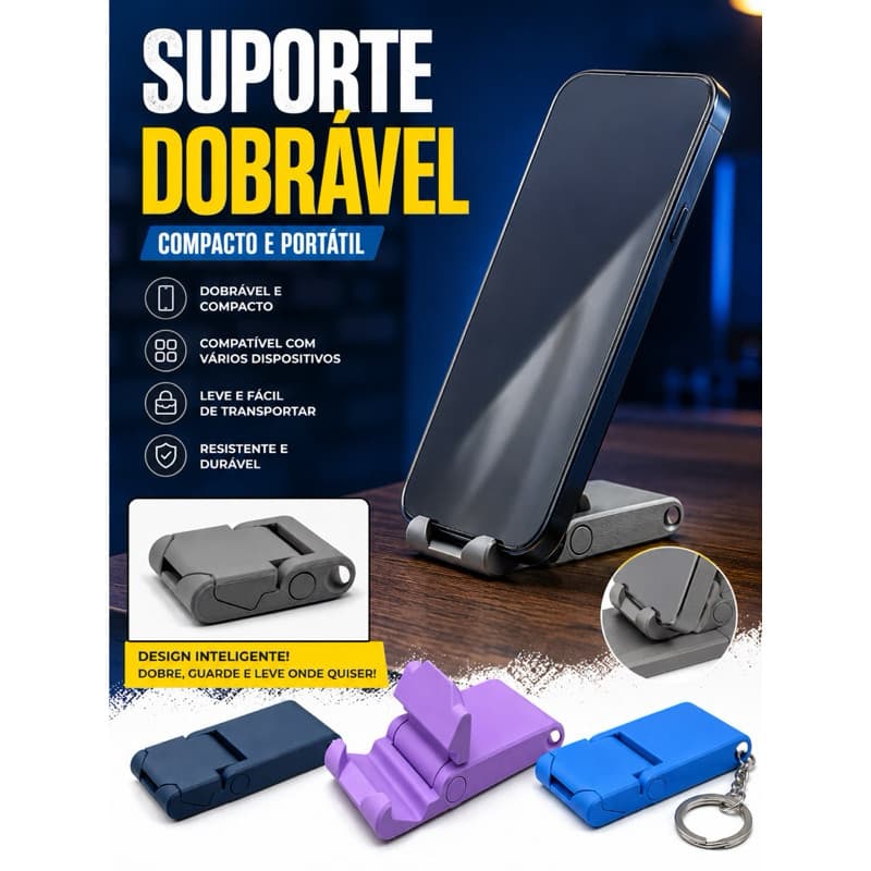 Chaveiro Suporte de Celular Portátil Dobrável Universal Mesa de Escritório  Resistente Ajustável | acessórios P/ celular