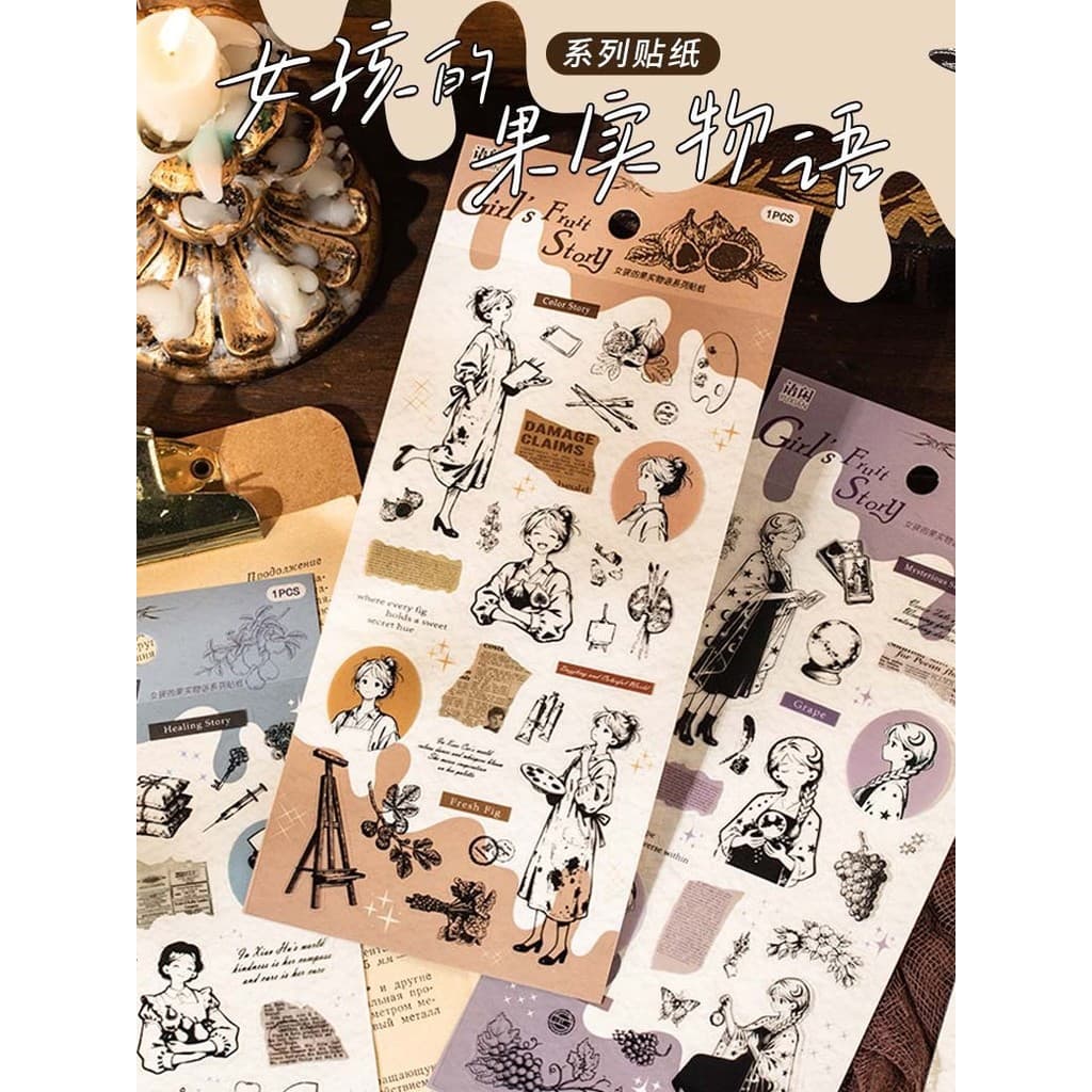 Menina fruta história série PET adesivo à prova dwaterproof água personagem dos desenhos animados telefone móvel diy man