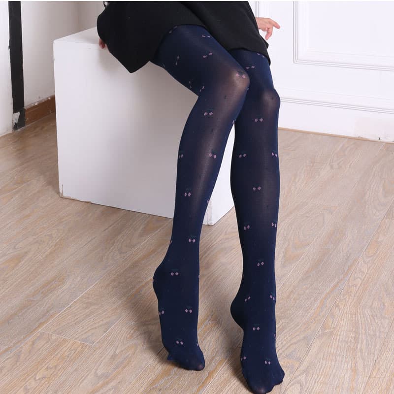80d primavera outono médio grosso versão coreana bonito cereja/pequeno morango Jacquard alta elástica veludo Leggings co