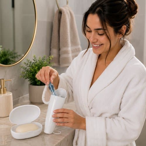 Kit Banheiro Elegance White Porta Escova Dental e Saboneteira Branco Organizador Decorativo