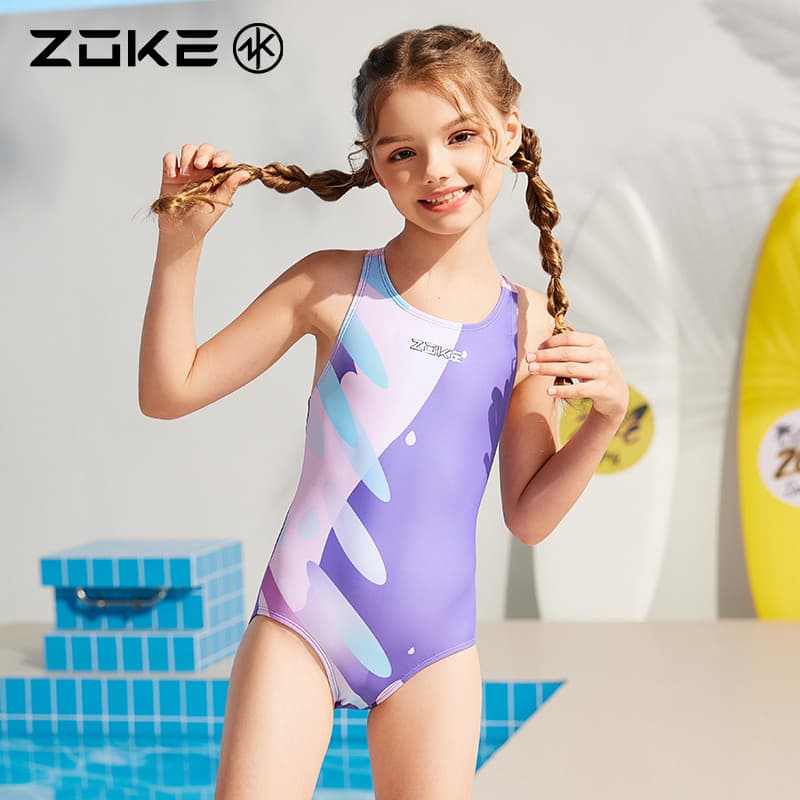 Zhuke maiô infantil meninas 2026 novo estilo médio grande crianças meninas triângulo de uma peça treinamento esportivo p
