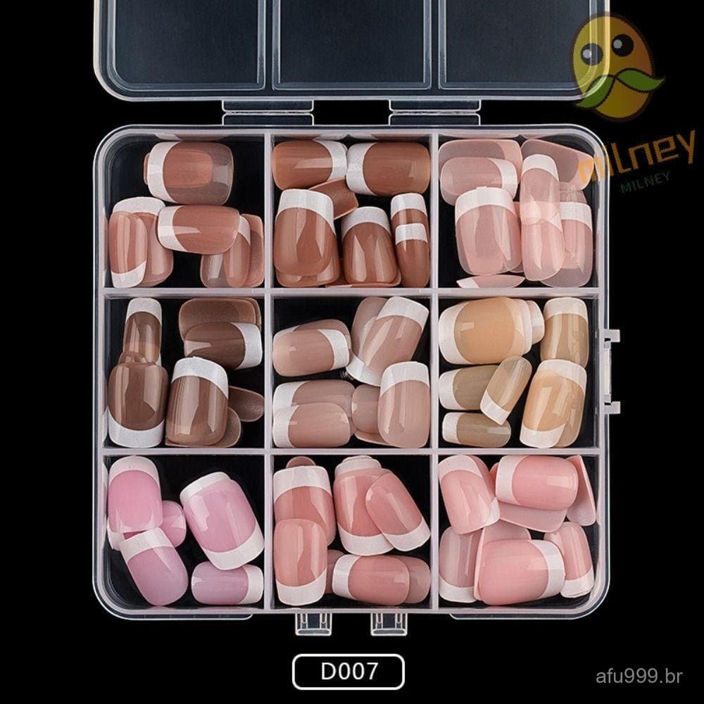 MILLNEY 108 Peças De Unhas Falsas , Caixão De Amêndoa , Francesas De Cores Mistas , Uso Acabado Conveniente