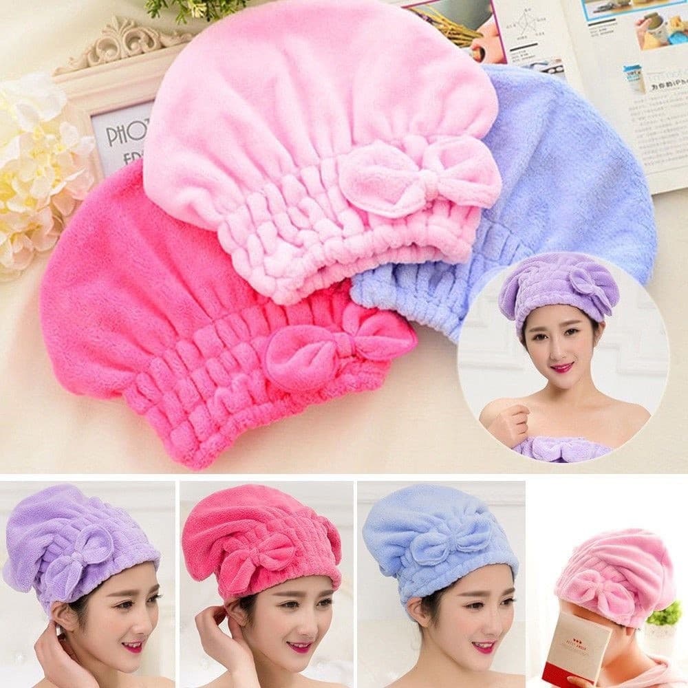 Touca para seca cabelo Mágica Touca de Banho Absorvente Toalha de Microfibra
