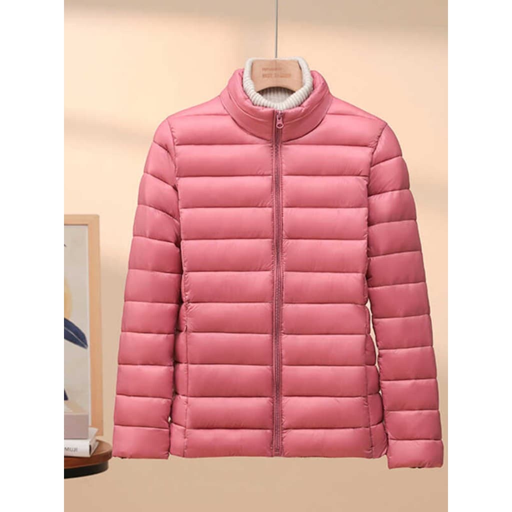 Jaqueta acolchoada feminina 2025 outono inverno novo estilo gola alta leve feminina jaqueta acolchoada All-Match jaqueta