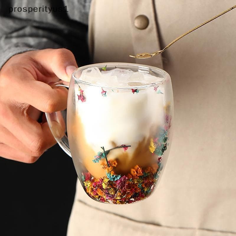 PRS 350ml Recheios Copo De Vidro De Parede Dupla Com Alça Resistente Ao Calor Chá Xícaras De Café Caneca De Leite Expres