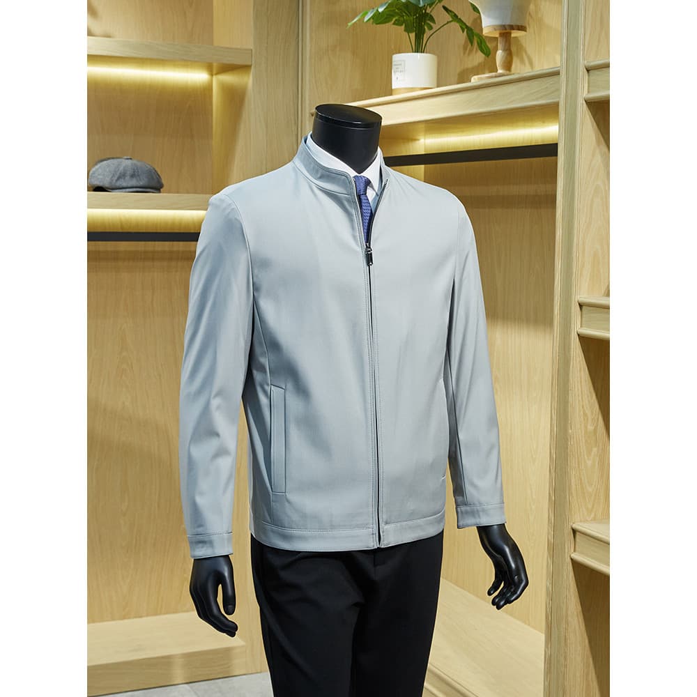 High-End masculino berinjela física mesmo estilo 24 outono novo estilo gola alta jaqueta masculina de meia-idade pai jaq