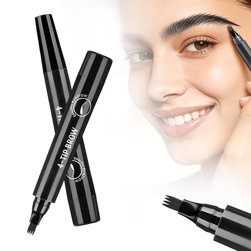 Lápis de Sobrancelha à Prova d'Água para Microblading, Caneta de Maquiagem para Sobrancelhas com 4 Pontas Precisas para