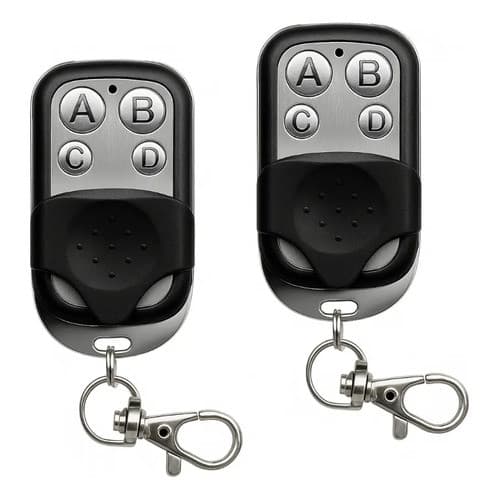 Controle Portão Rossi 433MHz Metal Prata | Kit 2 Unidades 4 Botões | Rolling Code | Bateria e Chaveiro Inclusos
