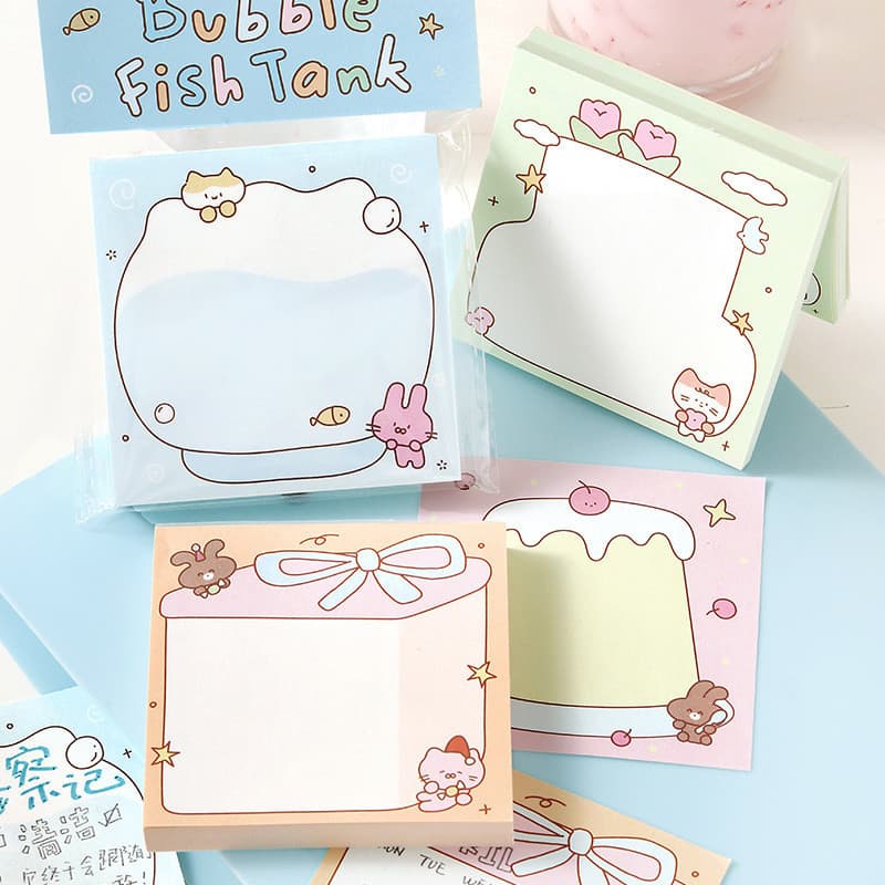 NOTA: 100 folhas de notas adesivas, Série Daze Diary, papel de fundo para diário com animais fofos em estilo coreano.