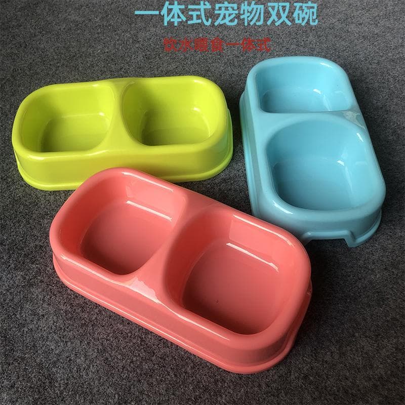 Tigela de comida para cachorro, tigela de plástico para animais de estimação, Macaron, cor doce, tigela dupla grossa, du
