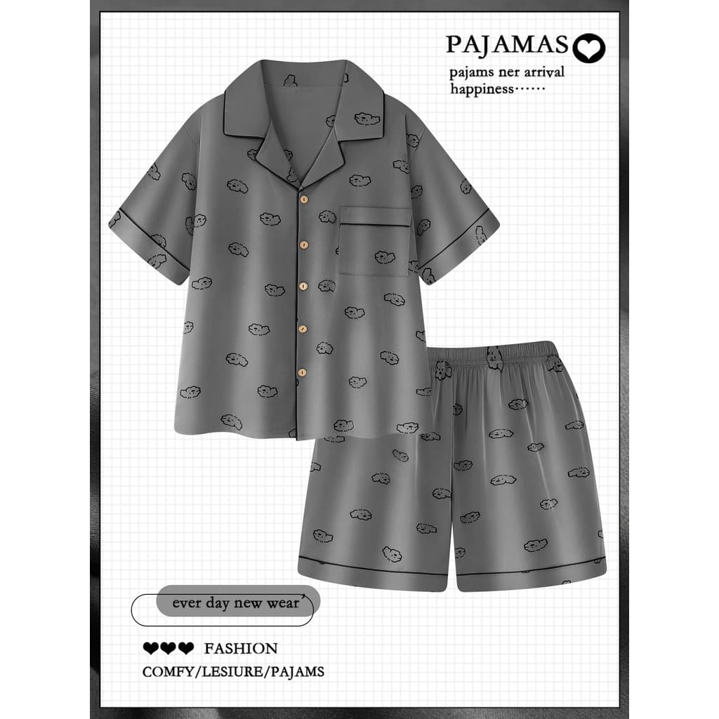 2026 novo estilo dos desenhos animados pijamas de seda gelo masculino verão estilo fino legal de manga curta masculino s