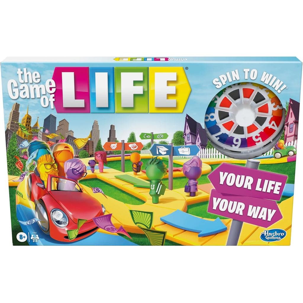 O Jogo da Vida, Jogo de Tabuleiro, Jogos Familiares para Crianças a Partir de 8 Anos, Peças Disponíveis em 6 Cores, Jogo