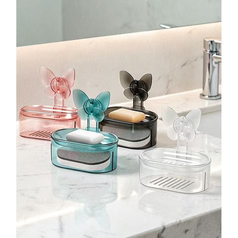 Porta Sabão com Ventosa Borboleta | 3 Cores, Sem Perfuração, Banheiro e Cozinha