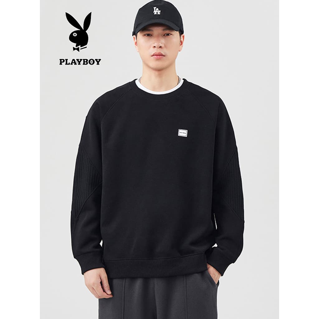 Playboy moletom masculino primavera outono novo estilo em torno do pescoço Casual mais magro olhar na moda All-Match man
