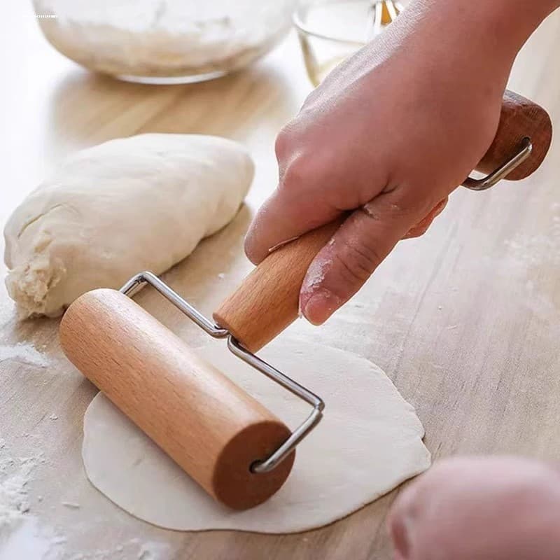 Rolo de massa de duas cabeças doméstico de aço inoxidável rolo de Crepe de madeira maciça rolo de macarrão prensado mão