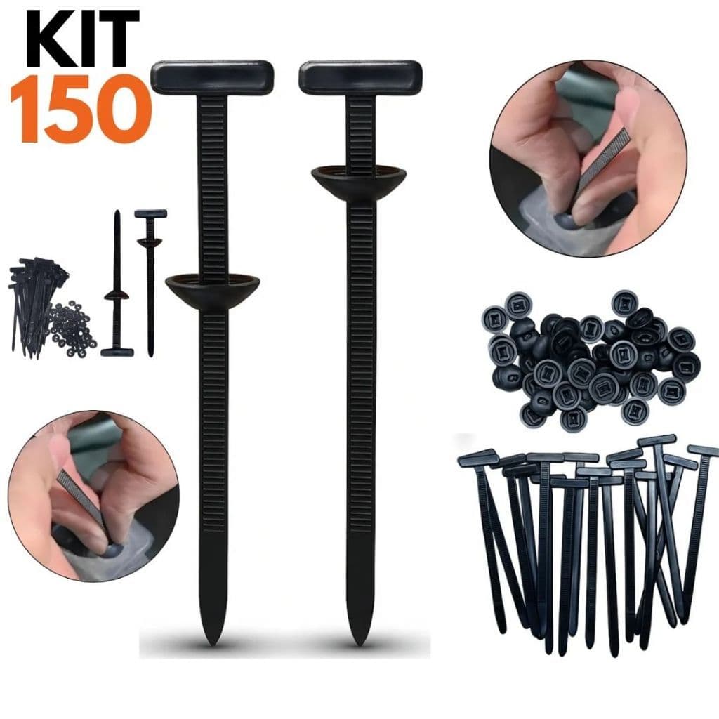 Kit 150/100/50 Abraçadeira Nylon Enforca Gato Fivela Plástica Tipo T Universal Trava Automático