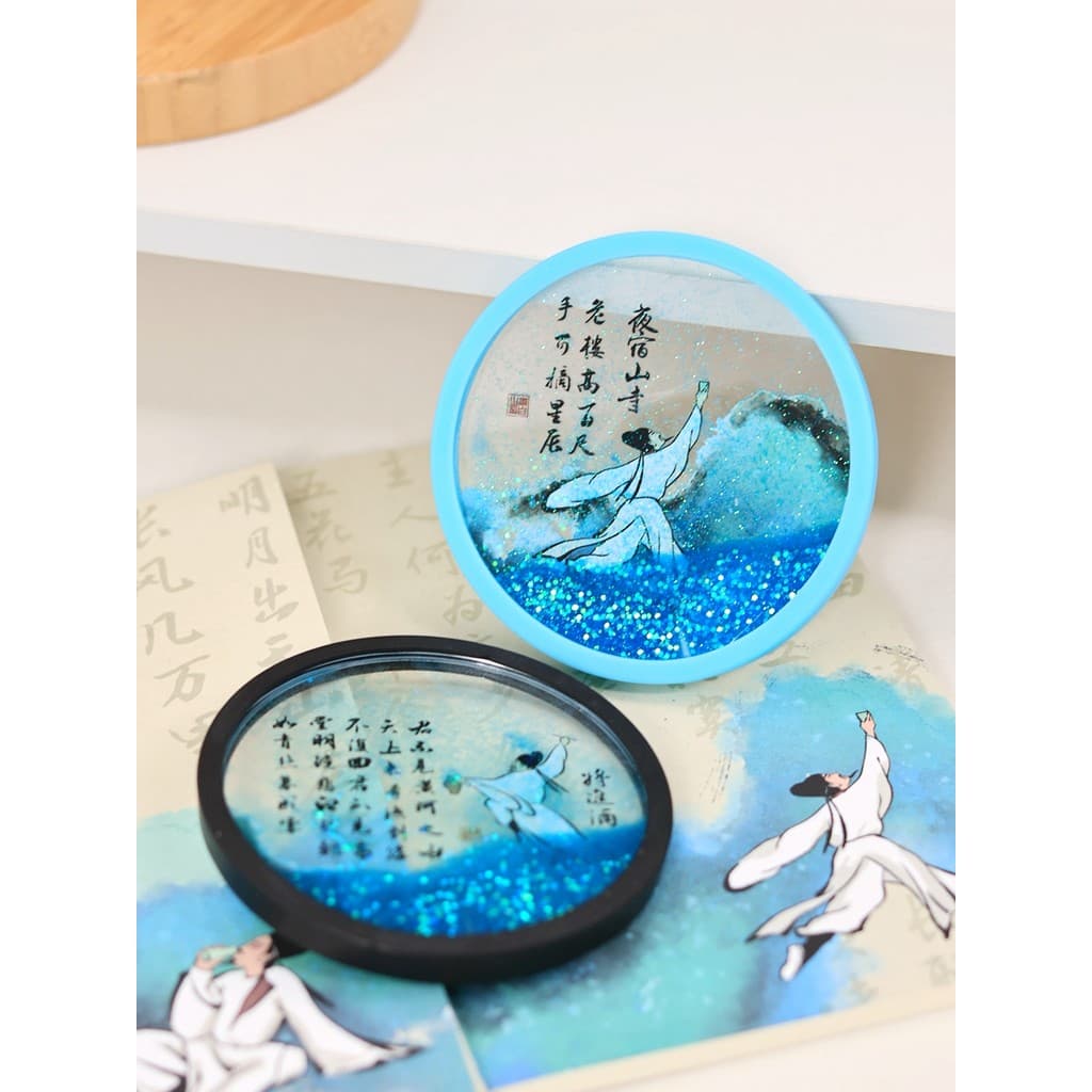 Porta-copos acrílico com Glitter Li Bai Poesia Antiga Cultural Mercadoria Criativa Presente Comemorativo de Viagem Perto