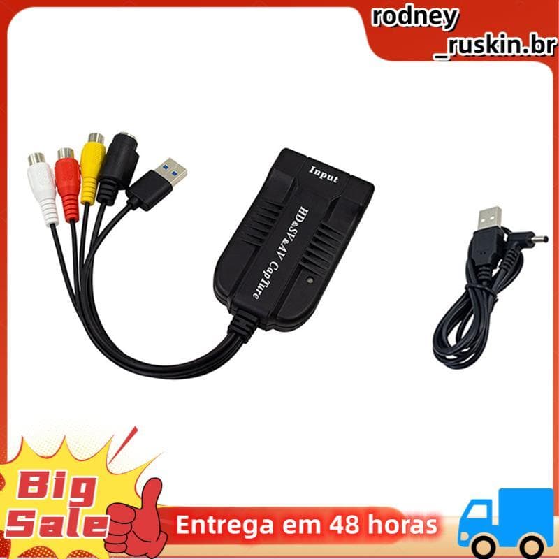 Placa De Captura De Vídeo USB 2.0 Para Conversor Digital HD/S-VIDEO Dispositivo Gravação De Áudio E Gravador Grabber Cap