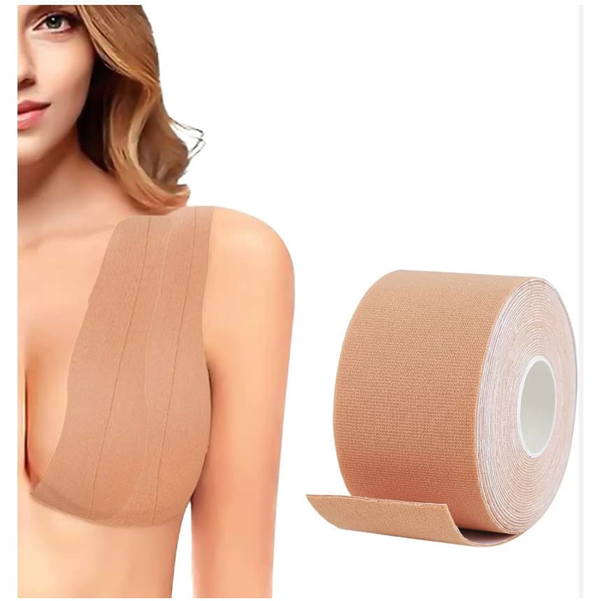 Fita Adesiva para Seios 5m Boob Tape Levanta Seio Sutiã Invisível Protetor de Mamilo