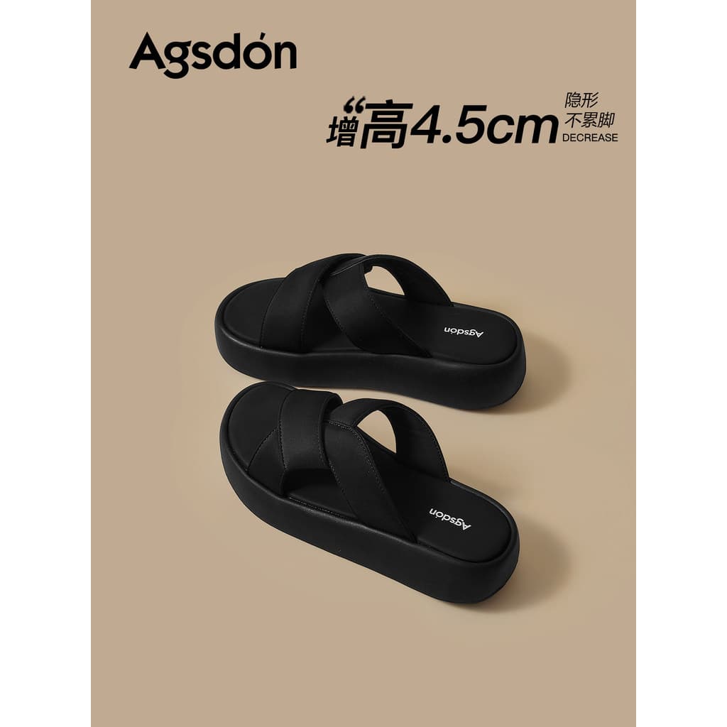 Augushiden chinelos de sola grossa feminino 2026 novo estilo verão exterior usar deslizamento preto Casual sandálias de