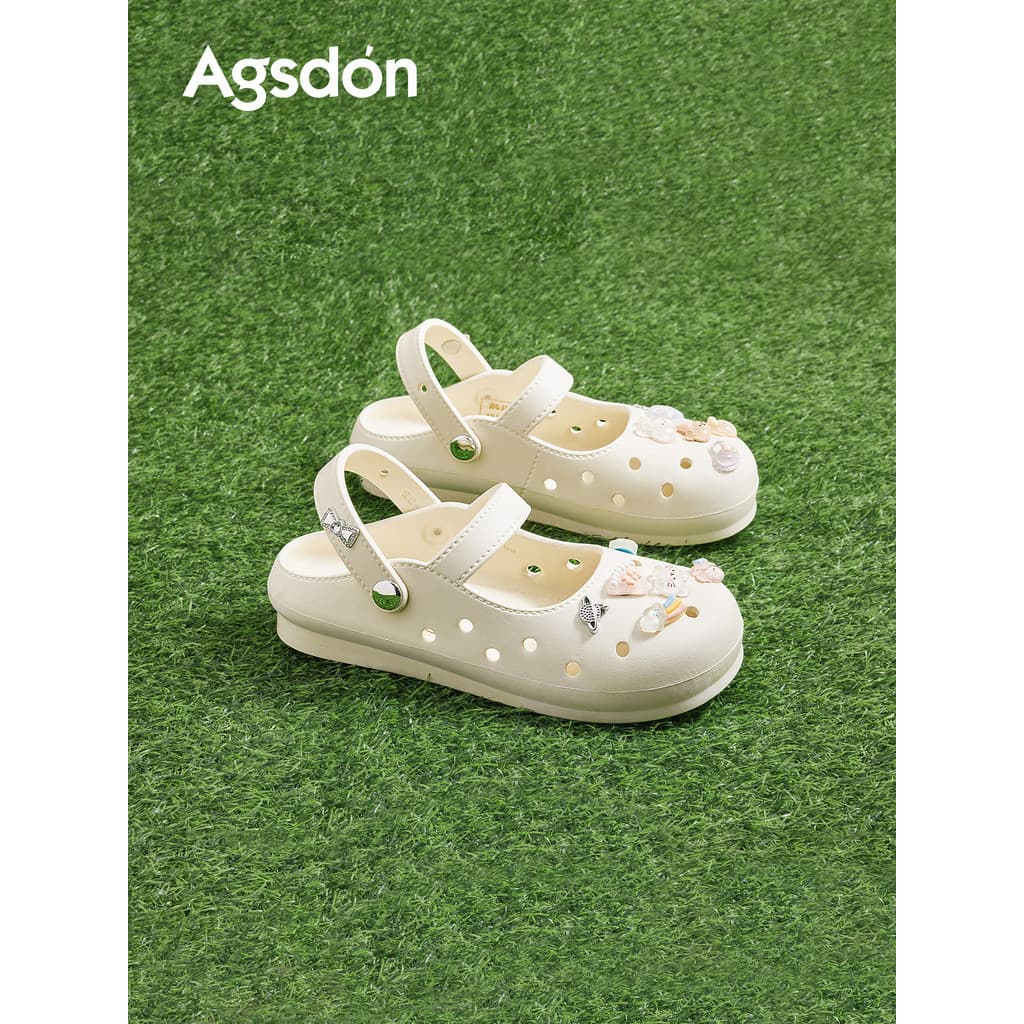Augushiden Baotou Chinelos Senhoras 2026 Novo Estilo Verão Oco Mary Jane Buraco Sapatos Sapatos de Praia Sandálias Chine