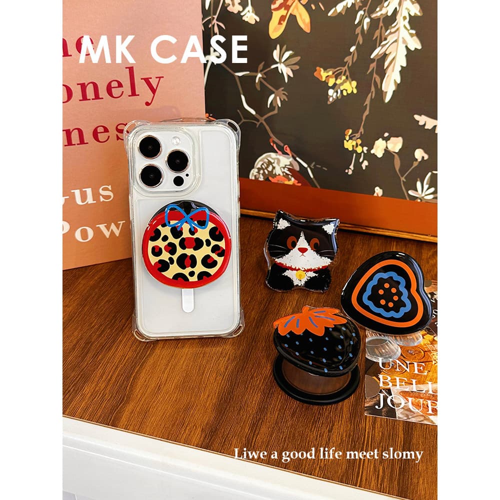 griptok magsafe magsafe popsocket My Blind Shell Original Bonito Gato Preto Suporte Magnético para Telefone Pode Absorve