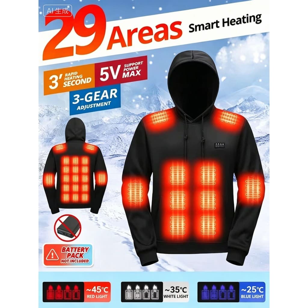 Z 29 zona termostato inteligente moletom com capuz quente unissex lazer ao ar livre termostato de quatro controles aquec