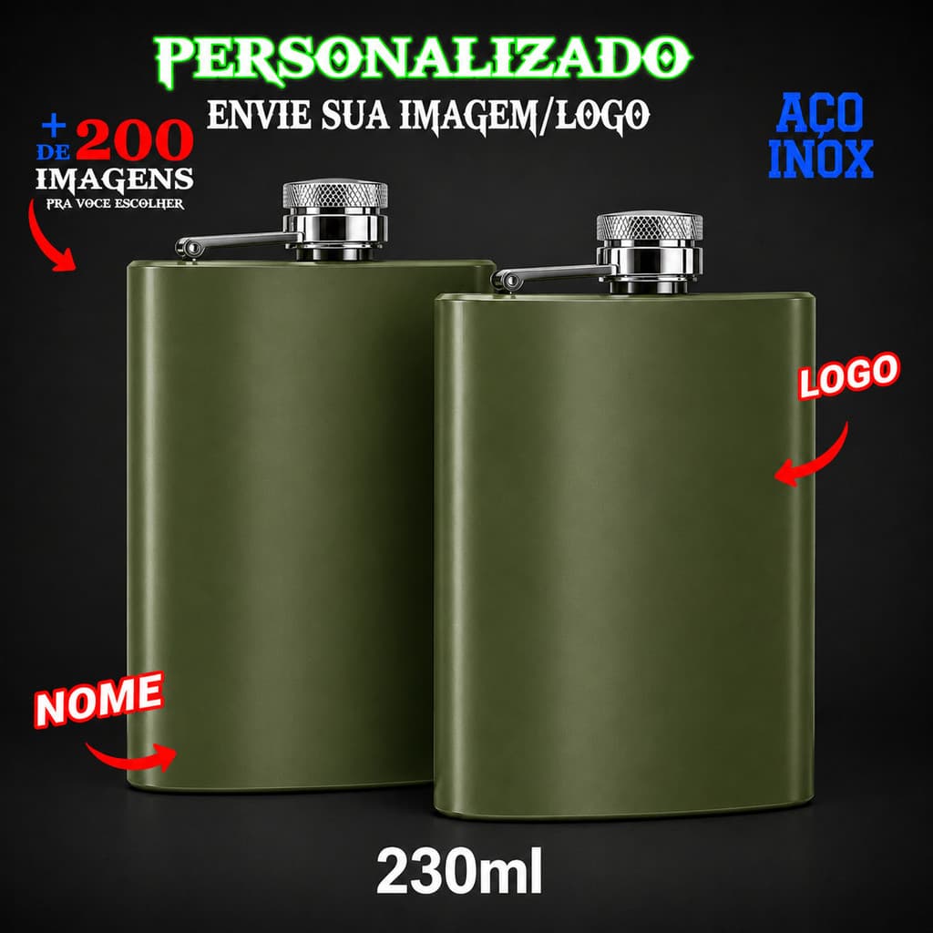 Kit 2 Kit Cantil De Bolso Personalizado Drink Presente Whisky Vodka Masculino Gravação a Laser