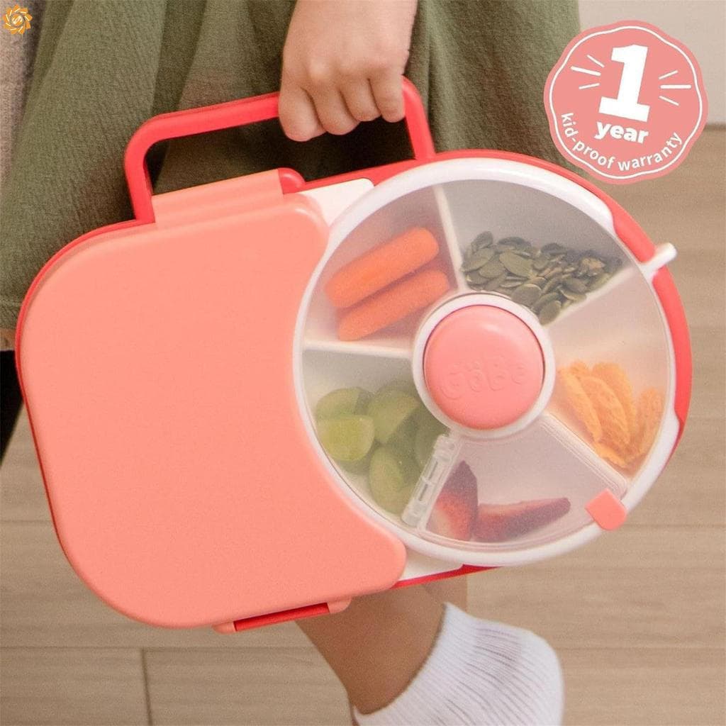 Bandeja giratória com divisórias e tampa, dispensador removível e reutilizável, recipiente para lanches, recipiente para