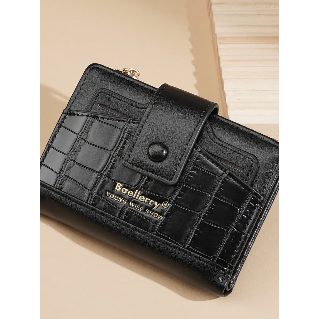 carteira feminina pequena carteira Carteira curta feminina High-End sentimento grande capacidade contraste cor Slot para