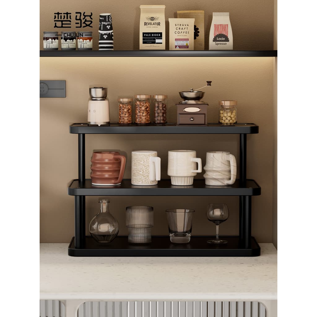 Rack de copo de mesa Multi-camada marca de café xícara de chá organizador de colocação de canto de café rack de exibição