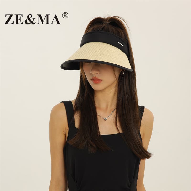 ZE & MA Chapéu de sol vazio feminino chapéu de palha à prova de ultravioleta chapéu de sol de verão feminino 2026 novo e