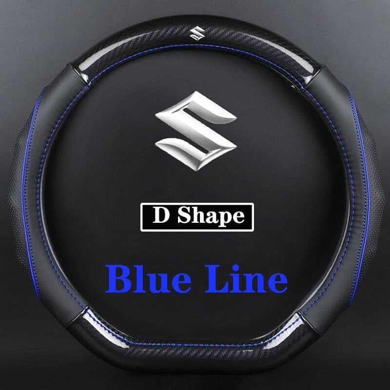 Capa de Volante de Carro em Couro e Fibra de Carbono para Suzuki Swift, Vitara, Jimny, Ertiga, SX4, Alto, Ciaz, Dzire, A