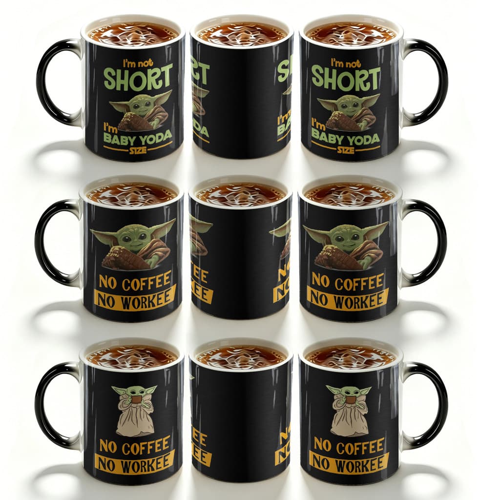 Caneca transfronteiriça Baby Yoda Yoda que muda de cor com sensor quente Xícara de chá e café Presente exclusivo