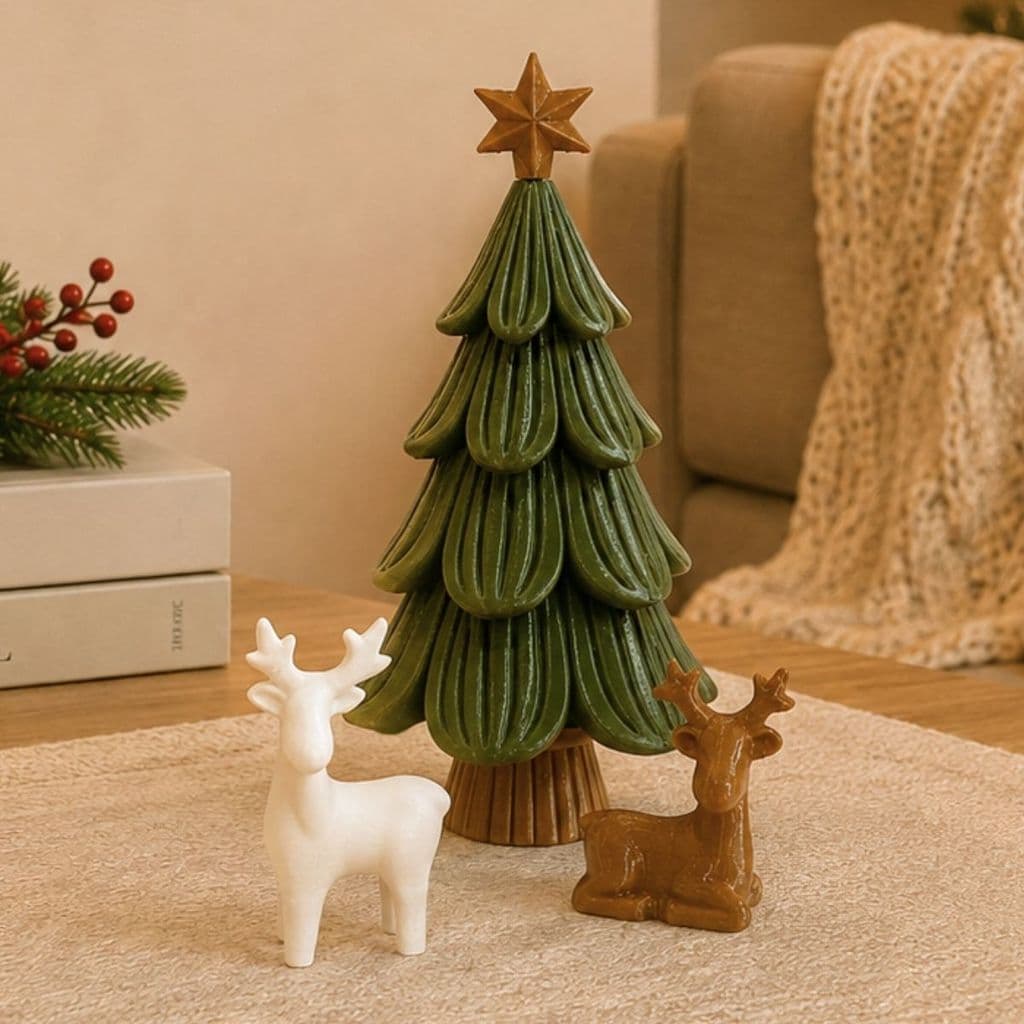 Enfeite de Natal Rena com Árvore Decorativa Kit Natalino para Decoração da Casa