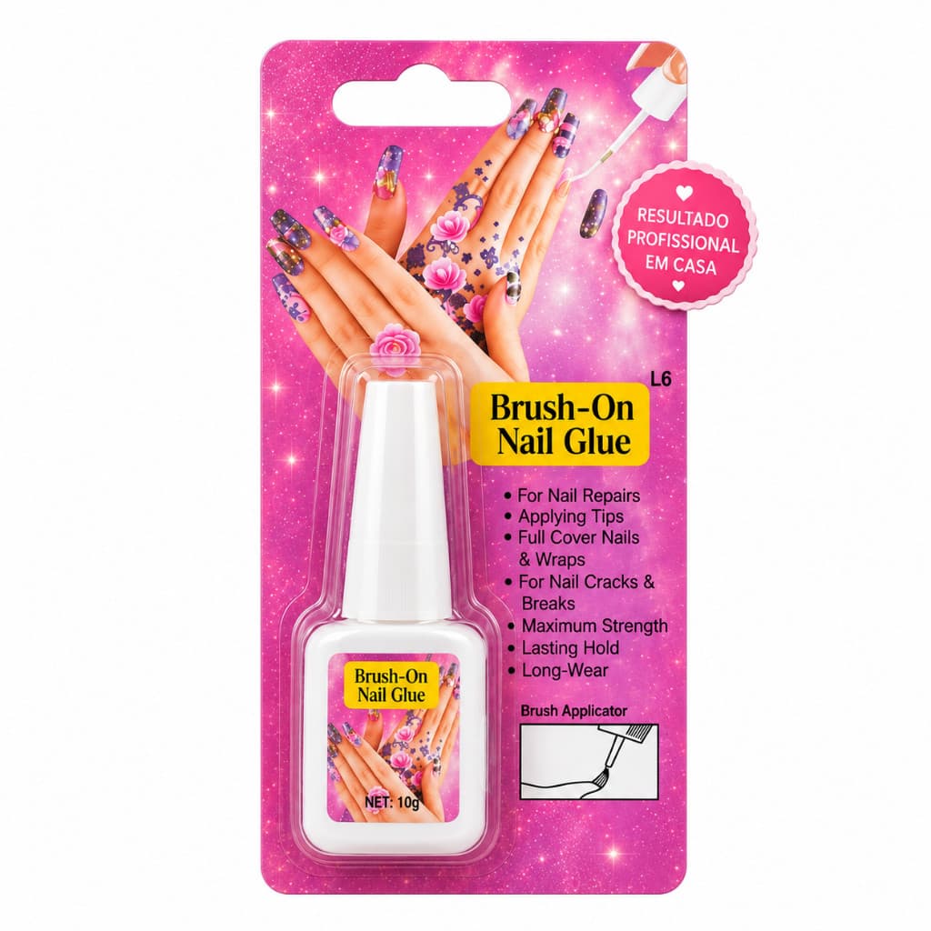 Cola para Unhas Brush On Nail Glue 10g  para Tips Unhas Postiças