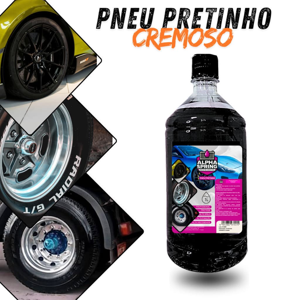 Pneu Pretinho Alpha Spring 1 LITRO Abrilhantador Líquido Brilho Molhado cremoso profissional