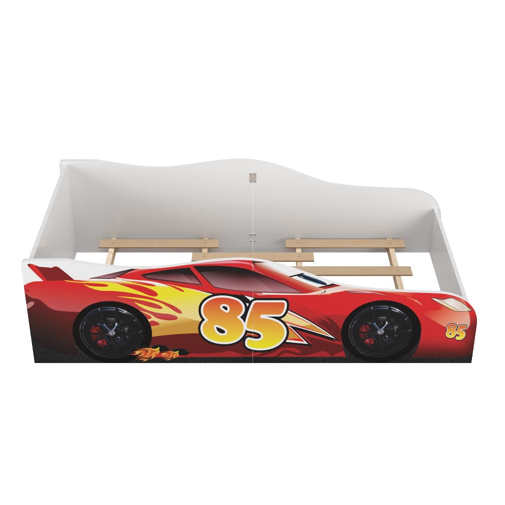 Cama Infantil McQueen Carro Vermelho com Colchão Incluso Estrado de Madeira MDF Grade Proteção Compacta DESPUMALAR
